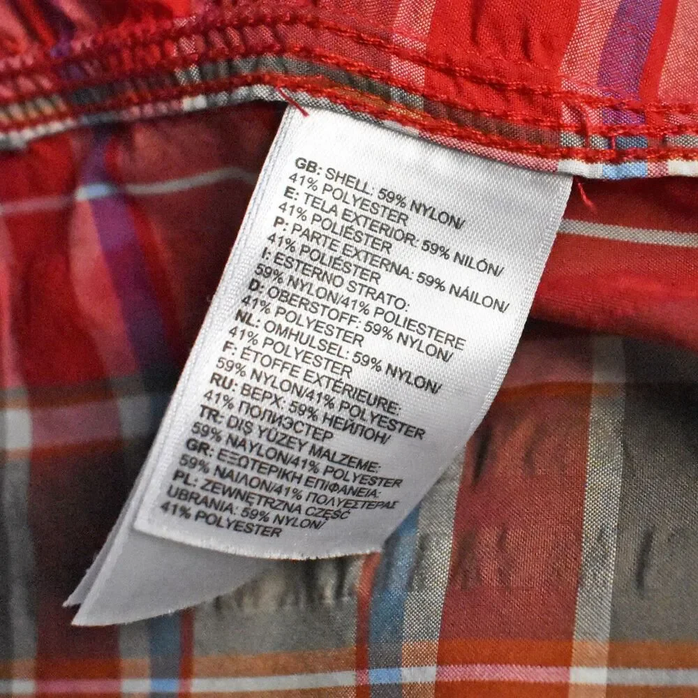 The North Face Short Sleeve Camp Shirt Men's M Red Olive Plaid Button-Front